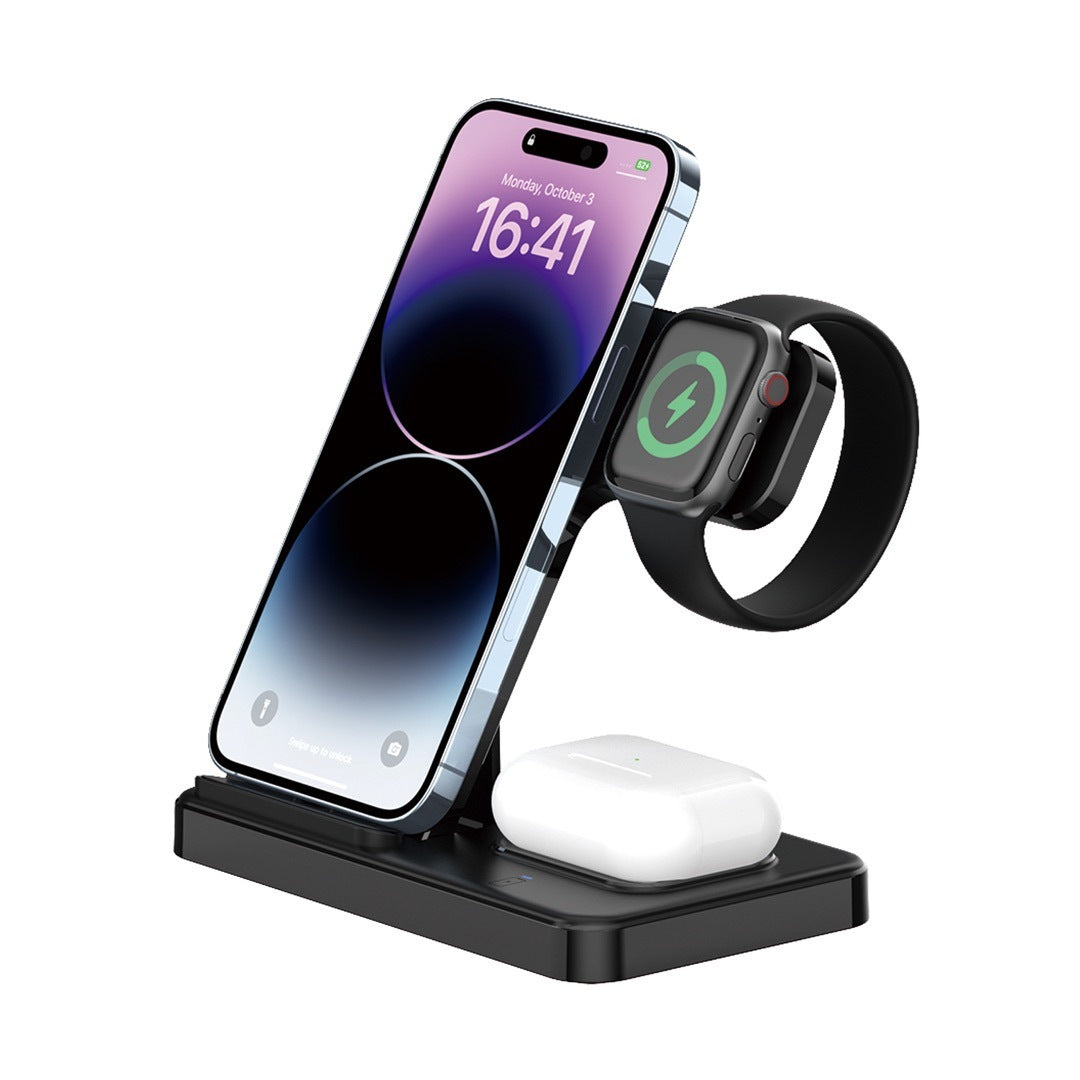 Desktop Standing Three In One Wireless Charger Foldable Multifunctional