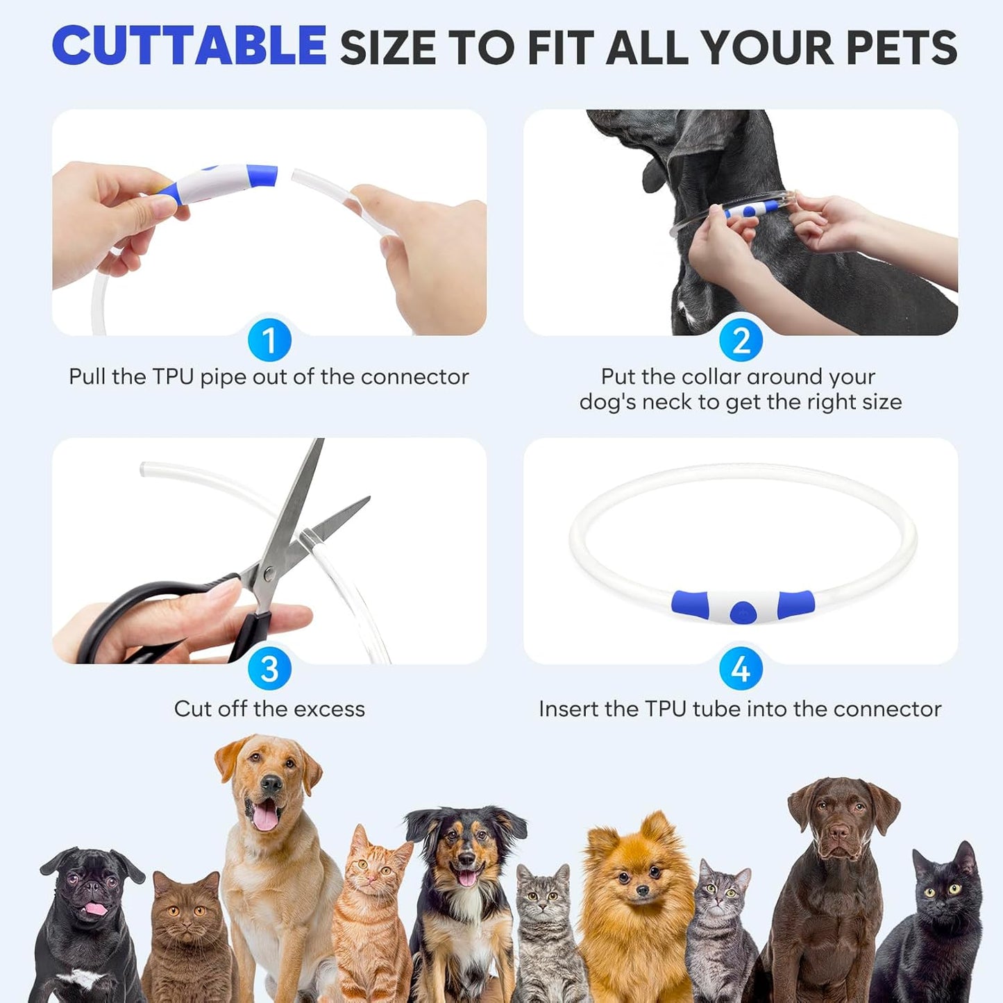 Illuminate Your Pup's Night Adventures with Our Blue Waterproof LED Dog Collar - Shine Bright and Keep Safety in Style! 🌟🐾