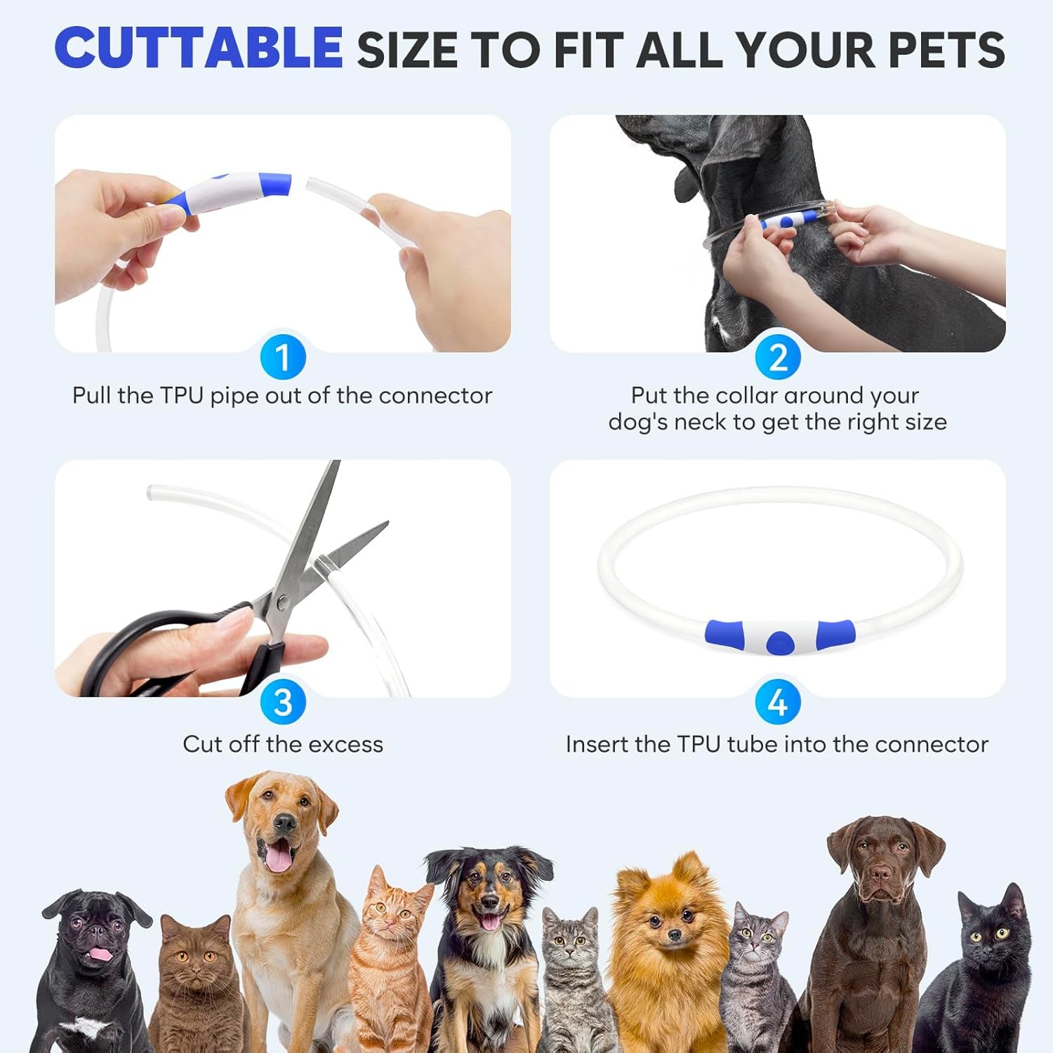 Illuminate Your Pup's Night Adventures with Our Blue Waterproof LED Dog Collar - Shine Bright and Keep Safety in Style! 🌟🐾