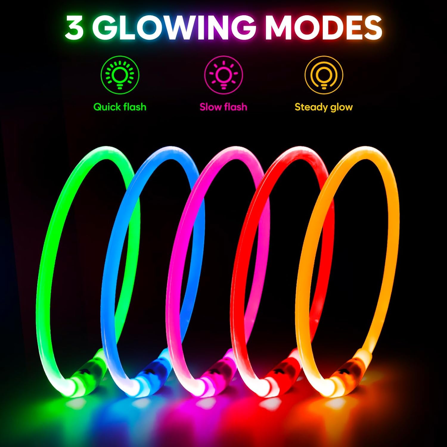 Light Up the Night! Rechargeable Waterproof Safety Dog Collar in Bright Orange for All Breeds 🐕✨ #DogSafety #NightWalks #PuppyLove