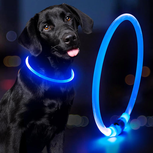 Illuminate Your Pup's Night Adventures with Our Blue Waterproof LED Dog Collar - Shine Bright and Keep Safety in Style! 🌟🐾