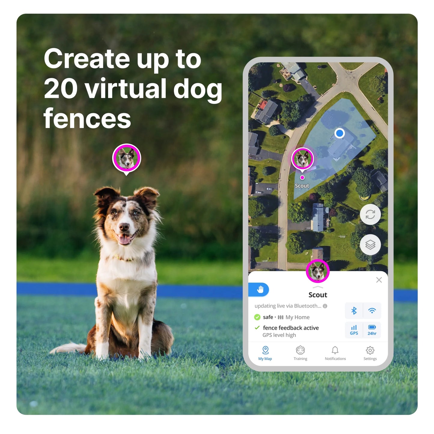 Unleash Freedom with the 3rd Generation Wireless GPS Dog Fence & Training Collar – Real-Time Tracking in Vibrant Sunburst for Medium/Large Dogs!