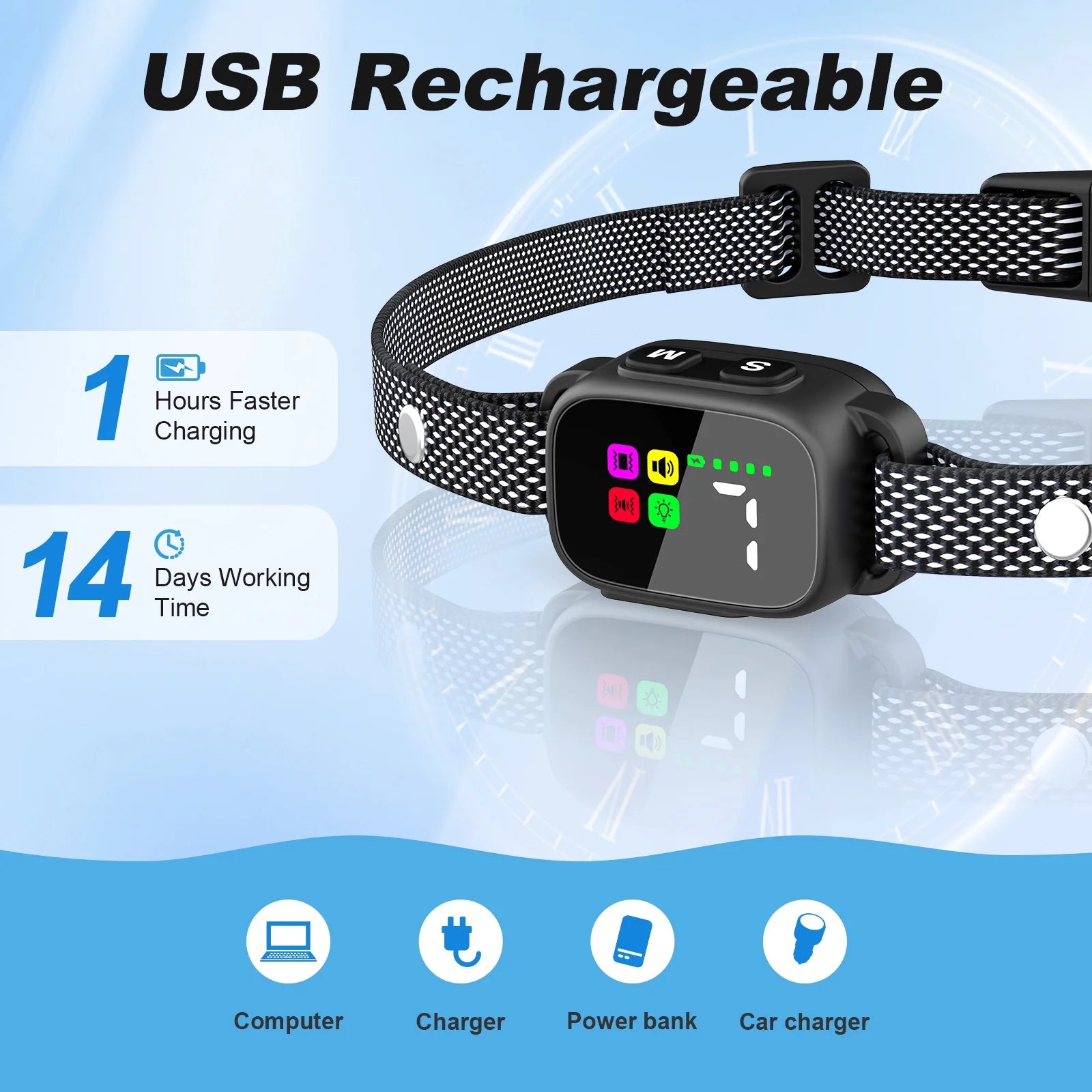 Transform Your Dog's Behavior with the PcEoTllar No-Shock Anti-Bark Collar – Adjustable, Waterproof, and Rechargeable for Small Breeds!