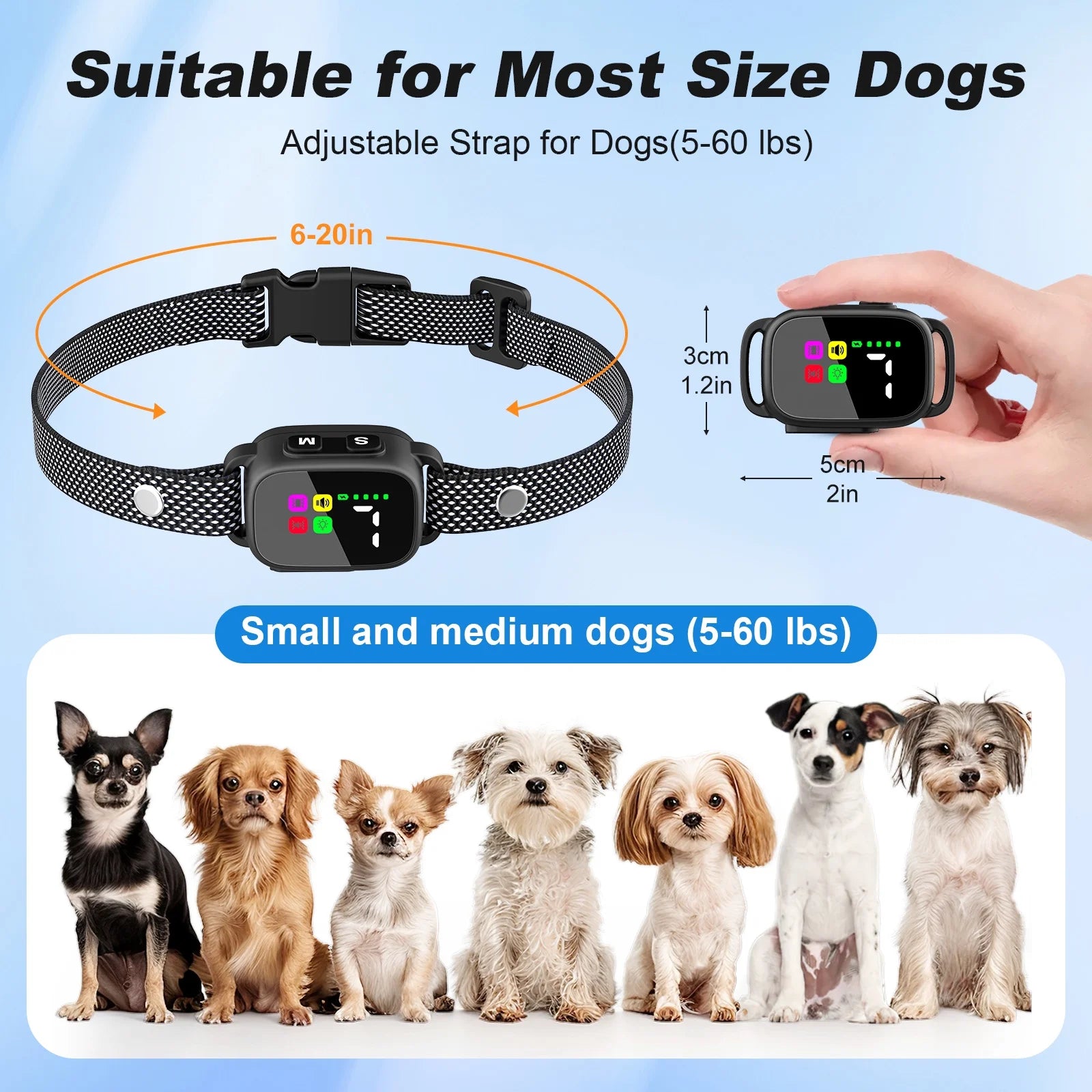 Transform Your Dog's Behavior with the PcEoTllar No-Shock Anti-Bark Collar – Adjustable, Waterproof, and Rechargeable for Small Breeds!