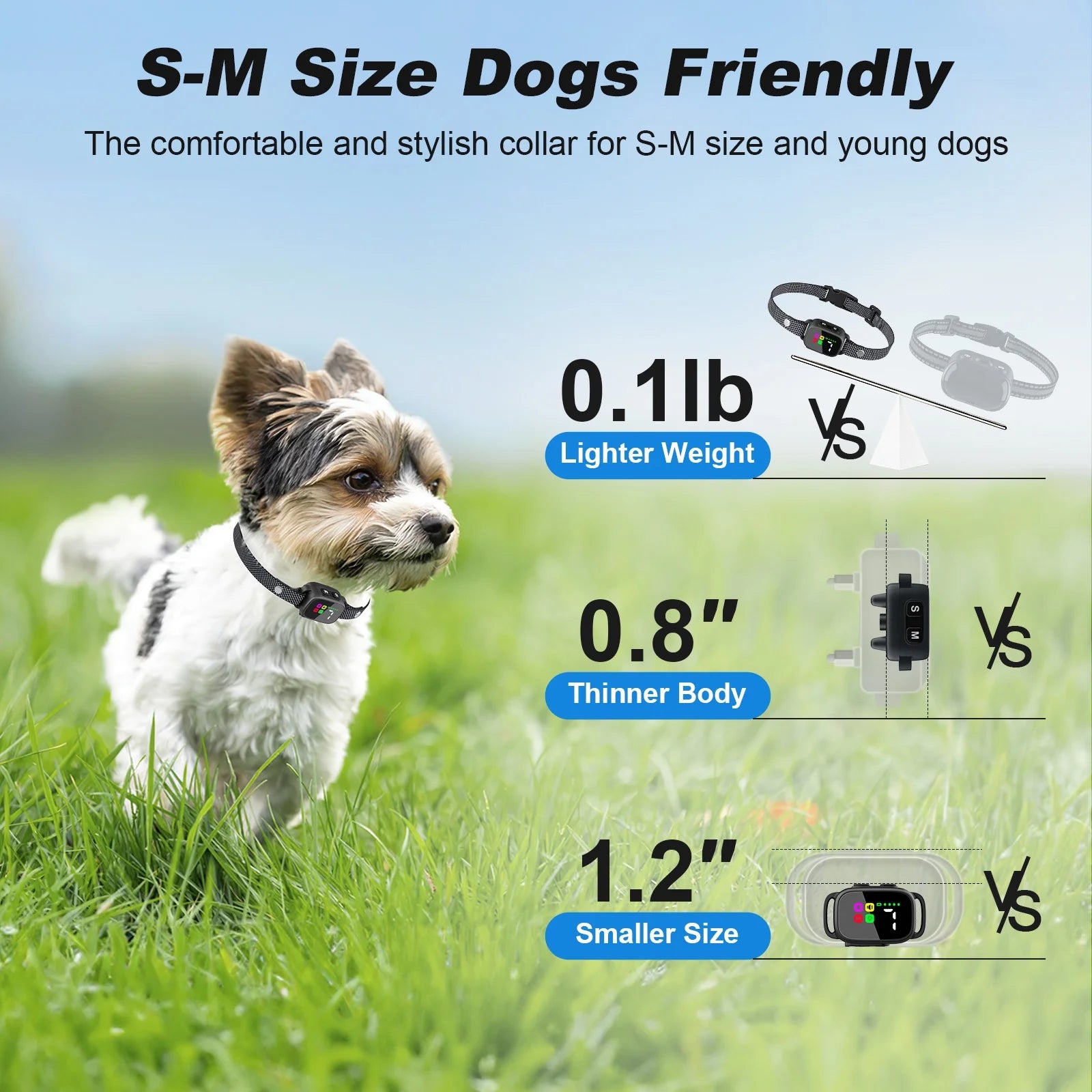 Transform Your Dog's Behavior with the PcEoTllar No-Shock Anti-Bark Collar – Adjustable, Waterproof, and Rechargeable for Small Breeds!