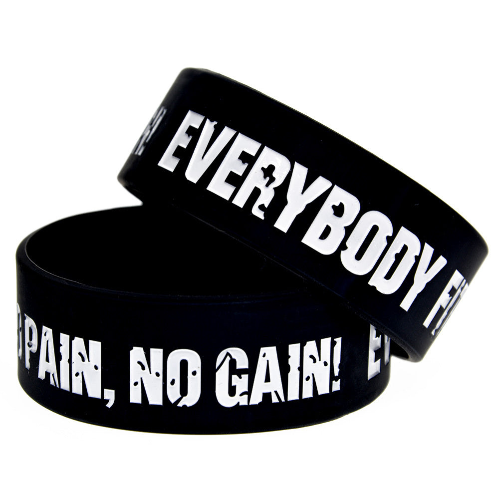 Everybody Fit No Pain No Gain Silicone Bracelet 1 Inch Sports Wrist Band