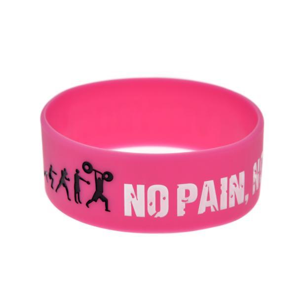 Everybody Fit No Pain No Gain Silicone Bracelet 1 Inch Sports Wrist Band