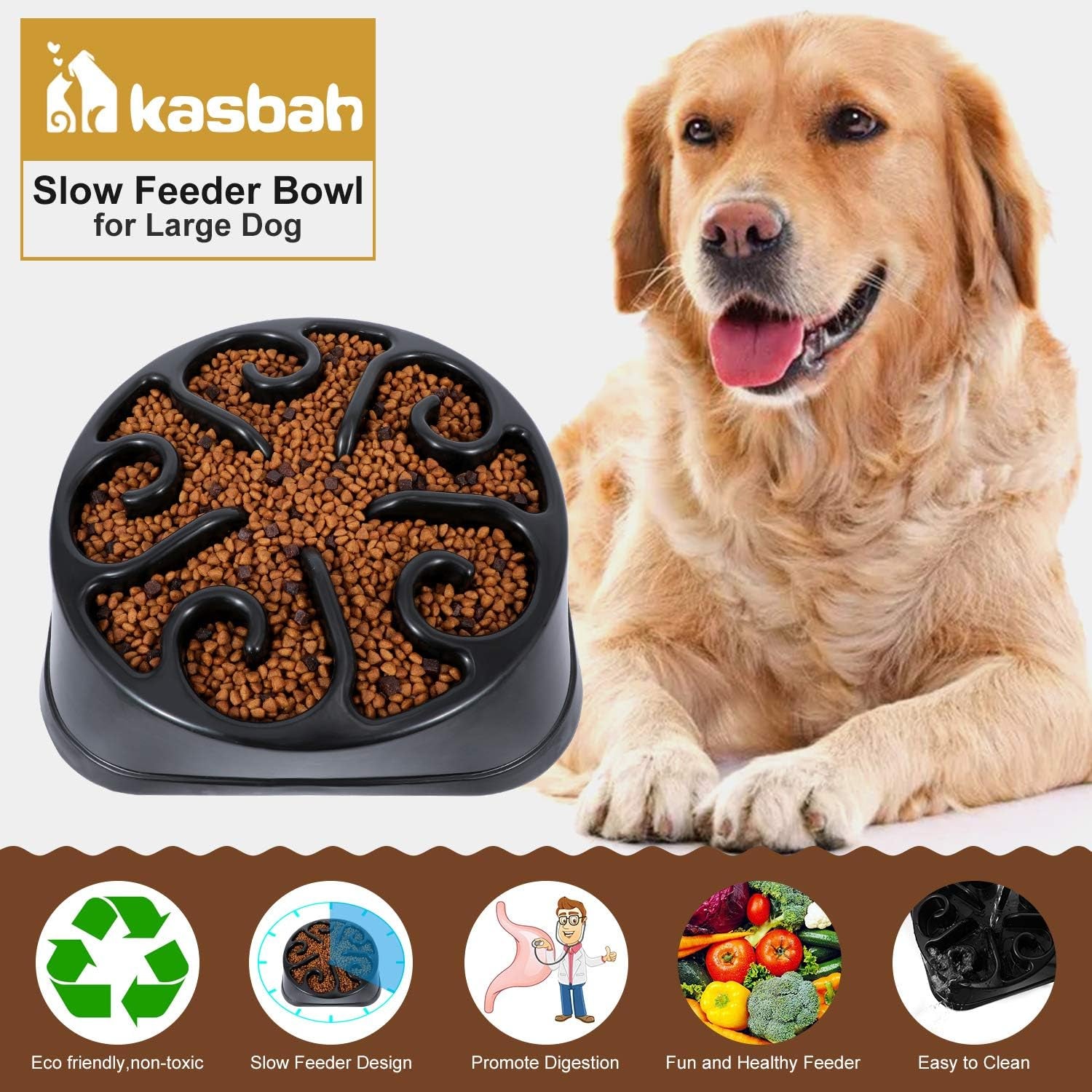 Transform Mealtime for Large Dogs with Our Anti-Gulping Slow Feeder Bowl – Say Goodbye to Choking and Bloating!