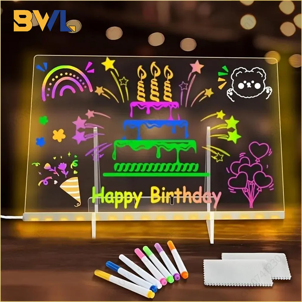 Illuminate Your Creativity with the Colorful LED Note Board - Perfect for Kids' Drawings & Messages!