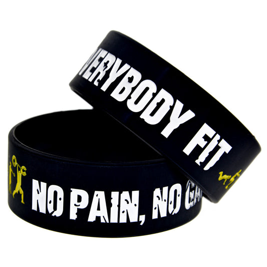 Everybody Fit No Pain No Gain Silicone Bracelet 1 Inch Sports Wrist Band