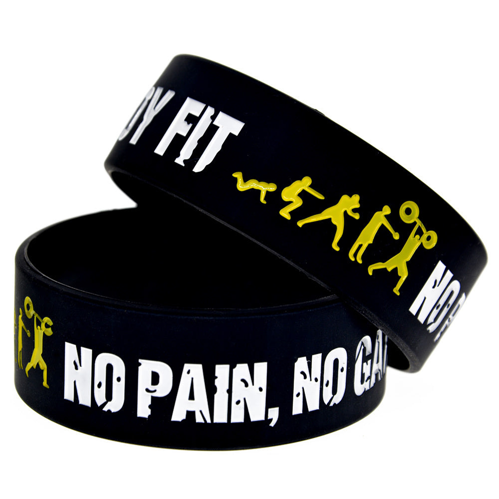 Everybody Fit No Pain No Gain Silicone Bracelet 1 Inch Sports Wrist Band